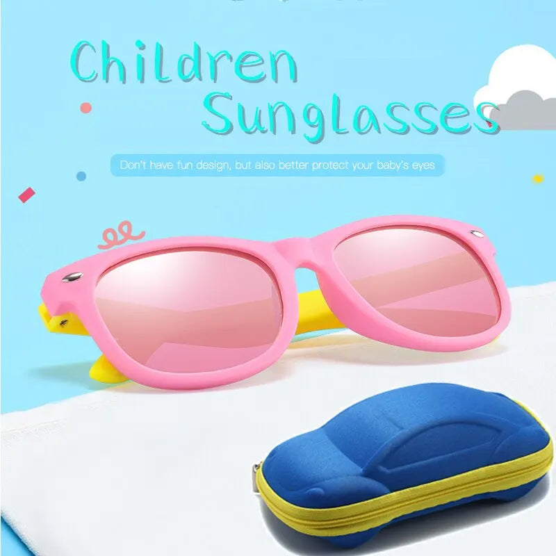 Baby Sunglasses with Glasses Box Boys Girls Outdoor Goggles Sun Glasses AC Lens Safety Glasses and Cases Gift for Kids