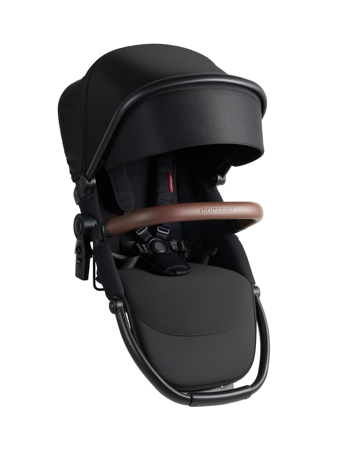 Included black ChangeGo toddler seat with leather bumper bar and five-point harness